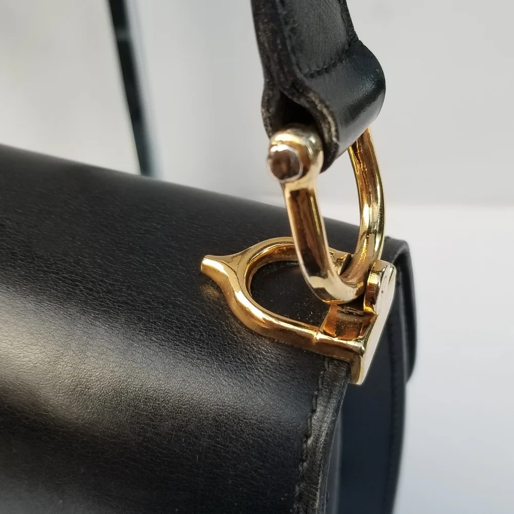 Vintage CÉLINE Paris Horse Carriage Caleche box calf shoulder crossbody bag - Picture 7 of 16